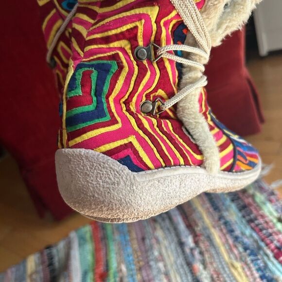 Artemola Handmade Women's Mola Lace Up Boots Size 38 / 8.5 - Picture 12 of 16